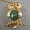 Image 3 : Jade Stone Owl Necklace / Brooch Combo