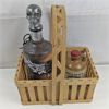 Image 1 : Set of 2 Alcohol Botttles (Empty) & Wood Basket