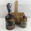 Image 2 : Set of 2 Alcohol Botttles (Empty) & Wood Basket