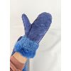 Image 4 : Shekhman Furs Blue Suede & Rabbit Fur Mitts (Size M) Appears NEW