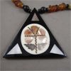 Image 3 : Abalone Shell & Wood Beads Necklace 22" and Earring Set