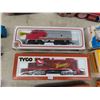 Image 2 : Various Box HO Engines + Box Cars, Tyco Transformer, 2 Tin Trains, Assorted