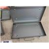 Image 3 : 4 Metal Parts Boxes with Handles 2.5" x 7.5" x 15" - 2 Have Contents ; Stapler,