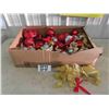 Image 1 : Large Box Loaded with Christmas Ornaments, Balls + Bows