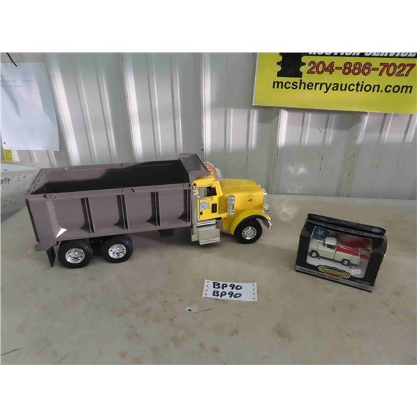 Ertl Big Farm Plastic Dump Truck, 1955 Chevy Cameo Pick Up Die Cast in Box