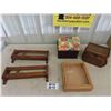 Image 1 : Small Oak Shadow Box 9.5" x 11" & 2 Church Pew Bible Holders 16" Wide, 