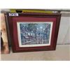 Image 2 : Framed Print of City Scene 19" x 23", Plaque with Pic of Kiss Under Umbrella