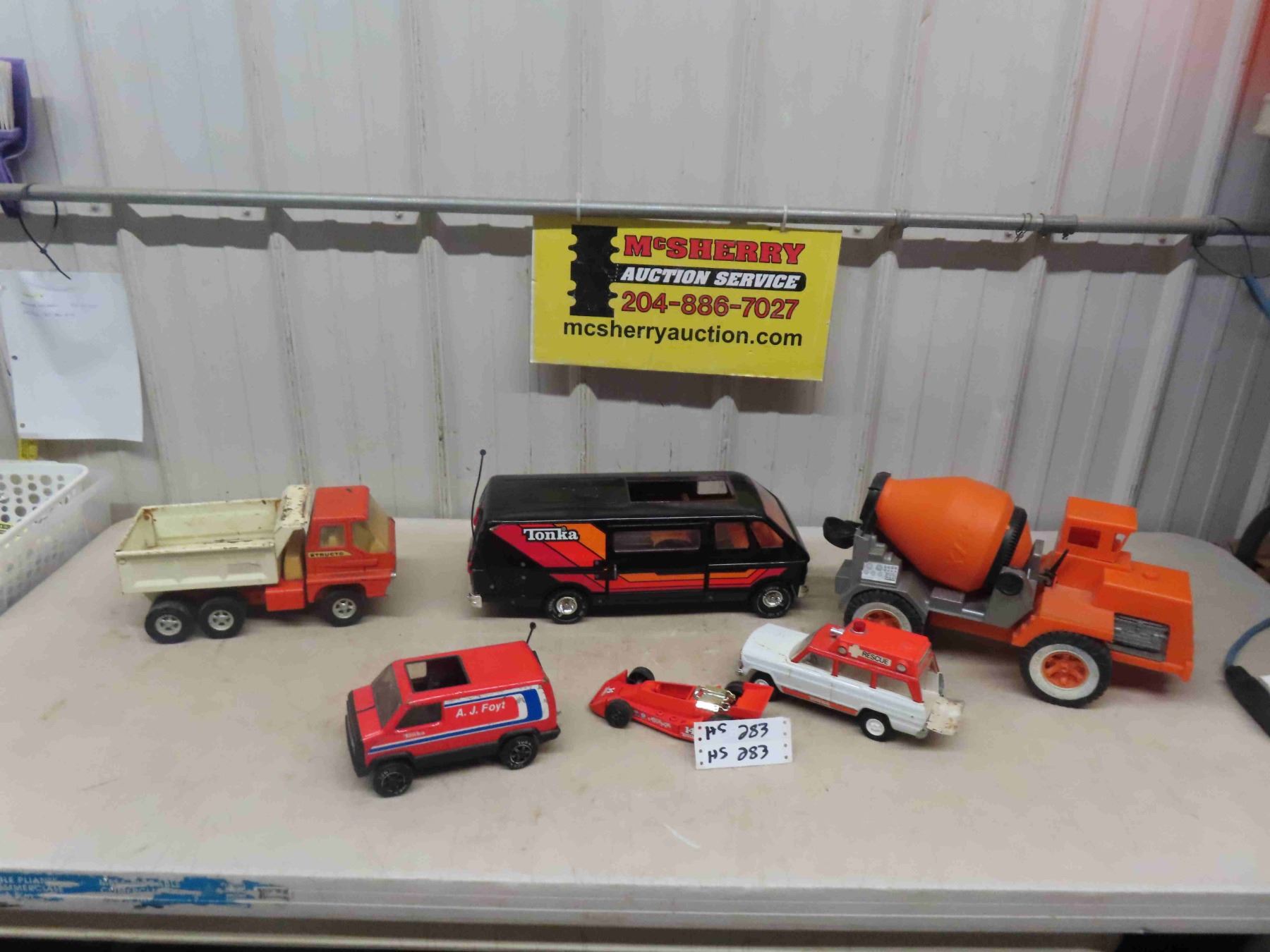 Structa Vehicles Structo Gravel Truck, Tonka Van, Amblers Race Car, Atlas Plastic Redi ...