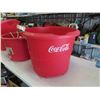 Image 3 : Large Plastic 2 Wheel Rolling Cart with Coca-Cola Logo, Large Round Coca-Cola