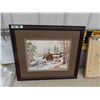 Image 2 : 2 Vintage Framed Pictures ; Creek + Mill Looks Like Needle Point or Other Stitching 