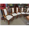 Image 2 : 7pc Oak Dining Room Set ; 2 Captains Chairs, White Cloth Upholstery - With