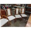 Image 3 : 7pc Oak Dining Room Set ; 2 Captains Chairs, White Cloth Upholstery - With