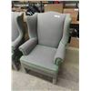 Image 2 : Pair of High Back Arm Chairs - Grey with Green Trim - Games Collection