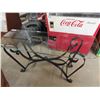 Image 1 : Wrought Iron Base + Glass Top Sofa Table 7" x 28" x 52"