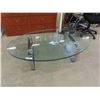 Image 1 : Chrome Base + Heavy Glass Top Oval Coffee Table 16" x 36" x 60"