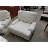 Image 2 : 2 Super Comfy White Lounging Chairs with 1 Ottoman