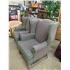 Image 2 : Pair of High Back Arm Chairs - Grey with Green Trim - Games Collection