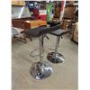 Image 3 : Pair of Chrome Base with Vinyl Seat Bar Stools - Swivel + Adjustable