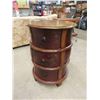 Image 1 : Solid Wood Round 3 Drawer End Table with Birds + Tree Design 20" x 28"