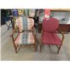 Image 1 : 2 Wooden Upholstered Arm Chairs