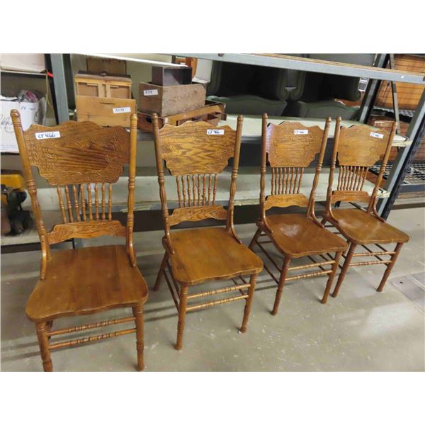 Set of 4 Vintage Double Press Back Dining Chairs