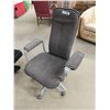 Image 2 : Upholstered Office Swivel Chair, Rolling Black Leather Look Ottoman