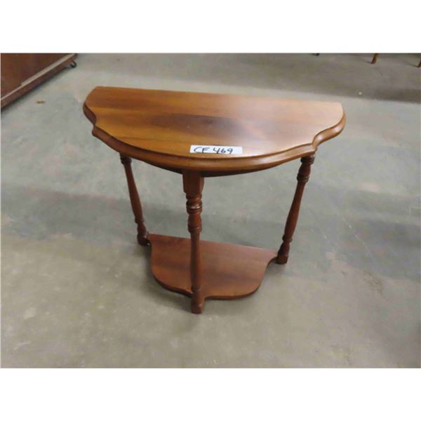 Small Wooden 1/2 Round End Table 11  x 22  x 23 