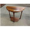 Image 1 : Small Wooden 1/2 Round End Table 11" x 22" x 23"