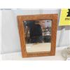 Image 2 : Oak Framed Bevelled Mirror 13.5" x 15" , Finger Coal Oil Lamp, 2 Lamp Shades