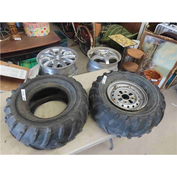 2 ATV Tires 24 x 10-11 & 1 With Rim