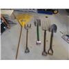 Image 1 : Big yellow Rake, Hay Fork, Spades, 3 Hole Poker