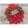 Image 2 : Vintage Christmas Ornaments + Decorations ; Plastic Wreath, a Few Bubble Lights,