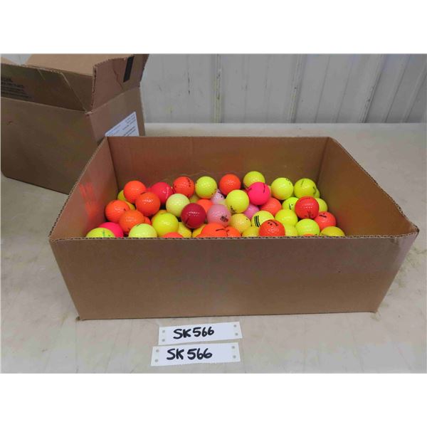 90 Assorted Colored Golf Balls ; Top Flite, Pinnacle, Spalding, plus more