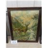 Image 3 : 3 Framed Wild Life Pictures; Vintage Deer Family Water Color - Nice Frame 18" x 22.5",