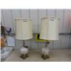 Image 1 : Pair of Fancy Glass Table Lamps with Shades 34.5" tall