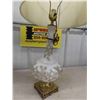 Image 2 : Pair of Fancy Glass Table Lamps with Shades 34.5" tall