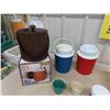 Image 2 : 2 Thermos Water Jugs, Irvinware Ice Bucket in Original Box, 2 Large Insulated Thermos, 