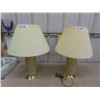 Image 1 : Pair of Table Lamps - Glass with Brass Bottom 25" tall