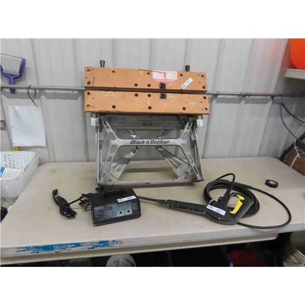 Workmate Bench, Eliminator Battery Charger, Washer Wand 