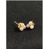 Image 2 : Dainty 10k Gold with 3 Pearls Each, Stud Earrings