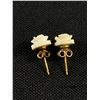 Image 2 : Pair of 10k Gold Carved Ivory/Bone Rose Earrings