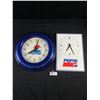 Image 1 : 2 Pepsi Clocks, Battery Operated. Tin Clock Approx. 13 1/2" x 9 1/2".Hard Plastic Approx. 14" Dia