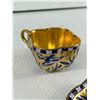 Image 2 : Antique Coalport Miniature Blue Bird Cup & Saucer Circa 1880 Very Rare Some Gold Wear on the Saucers