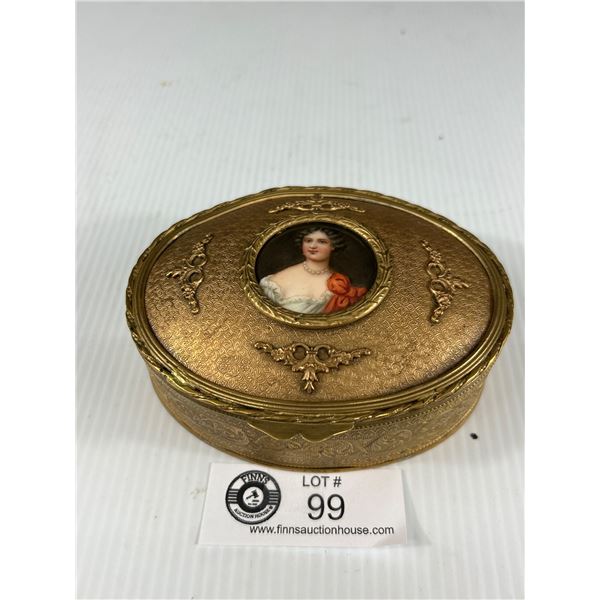 Antique French Ormolu Box With Handpainted Cameo