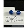 Image 2 : 14k Gold Lapis Lazuli Stud Earrings