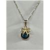 Image 2 : 925 Sterling Silver Chain Italy with Sterling Silver Lapis Lazuli Stone Pendant Marked 925. 15.5" Ac