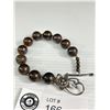 Image 2 : Vintae Unusual Stone Beads Bracelet with Ornate Closure Marked Sterling 8" L