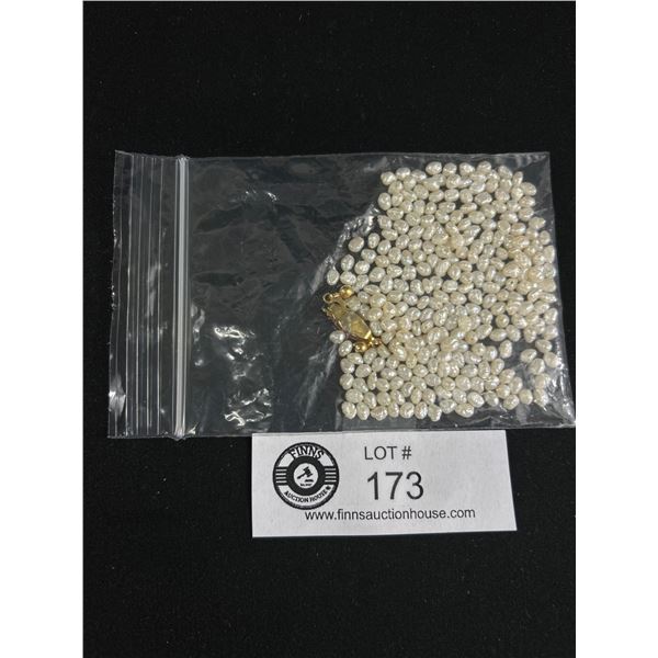 Bag of Genuine Natural Snow White Pearls for Necklace with Clasp