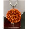 Image 2 : Wonderful Hand Crafted 925 Sterling Silver with Coral Stone Bead Large Pendant with 22" Sterling Sil