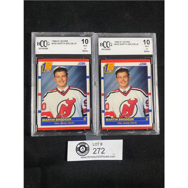 2 1990-91 Score #439 Martin Brodeur Rookie Cards-Graded BCCG 10 ( Mint of Better)